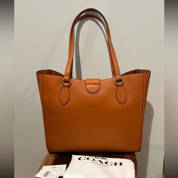 Coach Theo Leather Tote “Signature C” Canyon Handbag Bag $450 - Picture 4 of 15